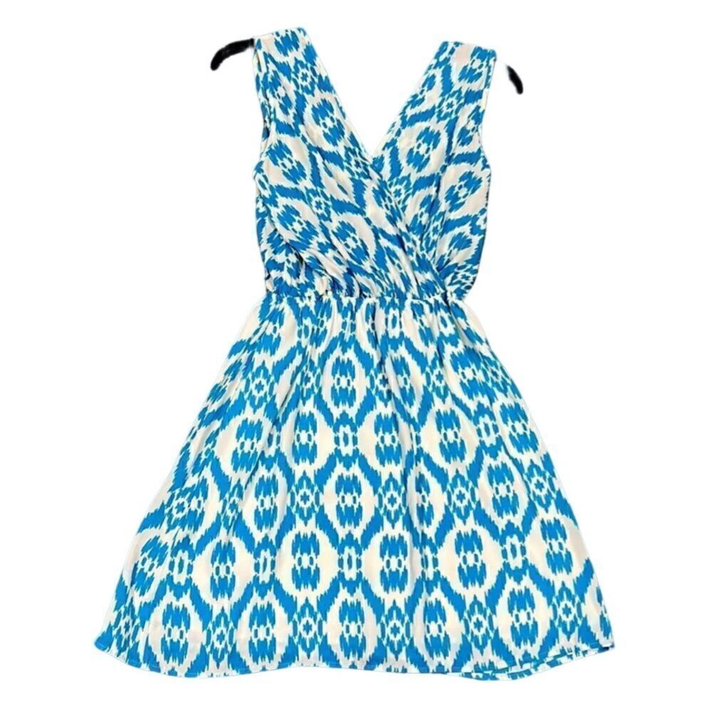 Peach Lane Cream Women’s Small Turquoise & White Sleeveless Mini Dress